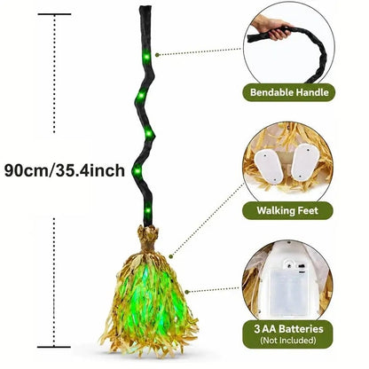 🎃DR.DUDU Witches Broom Halloween Decor - 35" Animated Light up Moving Broomstick