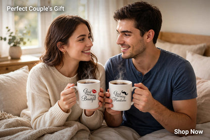 Creative Kissing Mugs Set,Good Morning Beautiful & Good Morning Handsome — Couple Mug Set