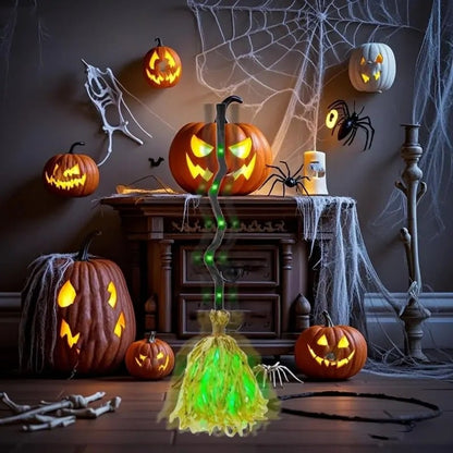🎃DR.DUDU Witches Broom Halloween Decor - 35" Animated Light up Moving Broomstick