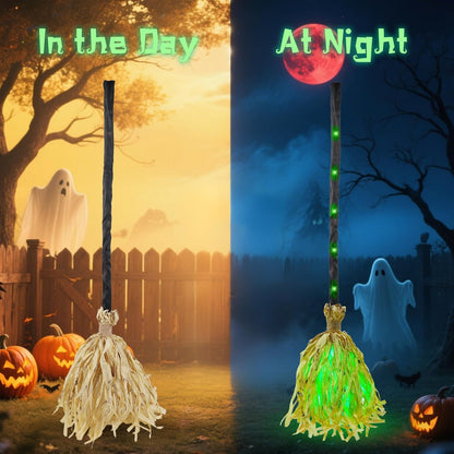 🎃DR.DUDU Witches Broom Halloween Decor - 35" Animated Light up Moving Broomstick