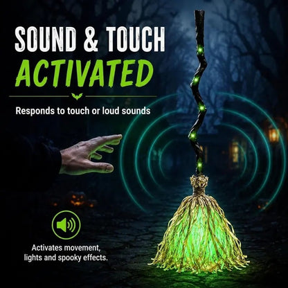 🎃DR.DUDU Witches Broom Halloween Decor - 35" Animated Light up Moving Broomstick