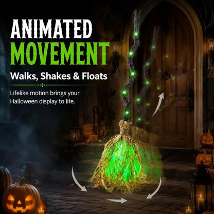 🎃DR.DUDU Witches Broom Halloween Decor - 35" Animated Light up Moving Broomstick
