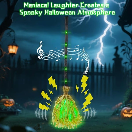 🎃DR.DUDU Witches Broom Halloween Decor - 35" Animated Light up Moving Broomstick